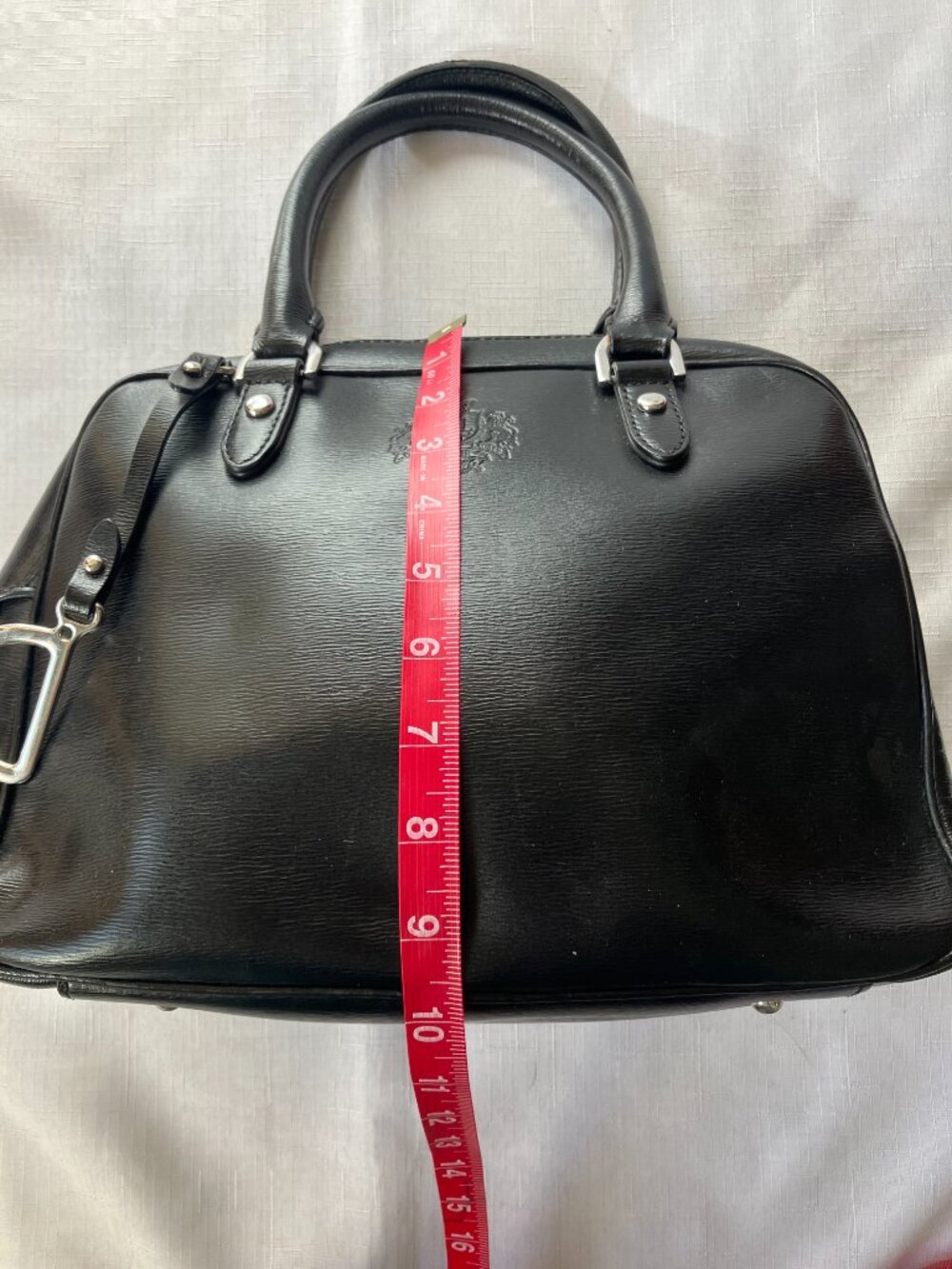 Lauren Ralph Lauren Sloan Street Dome Satchel, Textured Leather, Black EUC - Picture 8 of 12